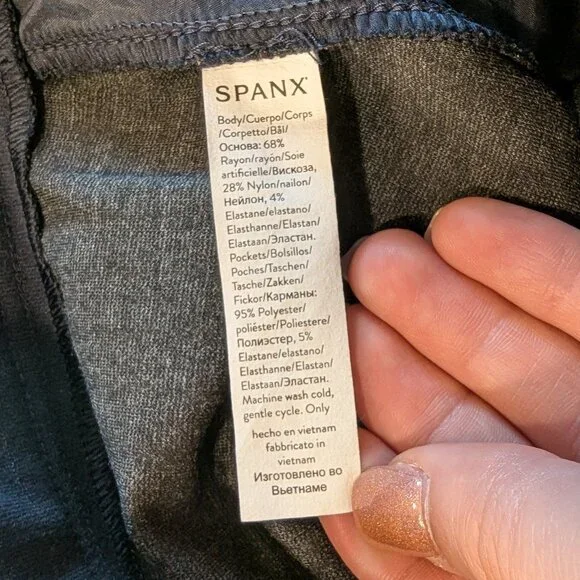 SPANX Nwt PerfectFit Ponte Wide Leg Pants 1X Tall Navy GrayPinstripe SuperSmooth - Picture 7 of 9